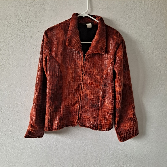 Painted Pony Jackets & Blazers - Painted Pony Orange Gator Print Jacket